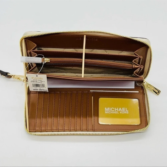 Michael Kors Large Continental Wallet Wristlet Vanilla/Brown (NWT) - Picture 7 of 8